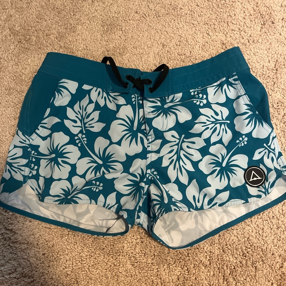 Patrizia Pepe Teal and White Floral Women Shorts